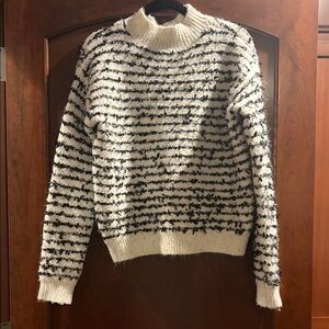 Ann Taylor Textured Black and White Turtleneck Sweater